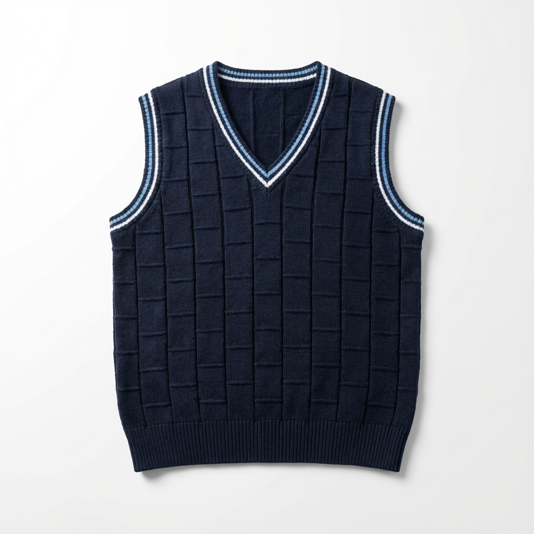 Жилет из вязаного трикотажа (без рукавов) с V-образным вырезом, текстурированный