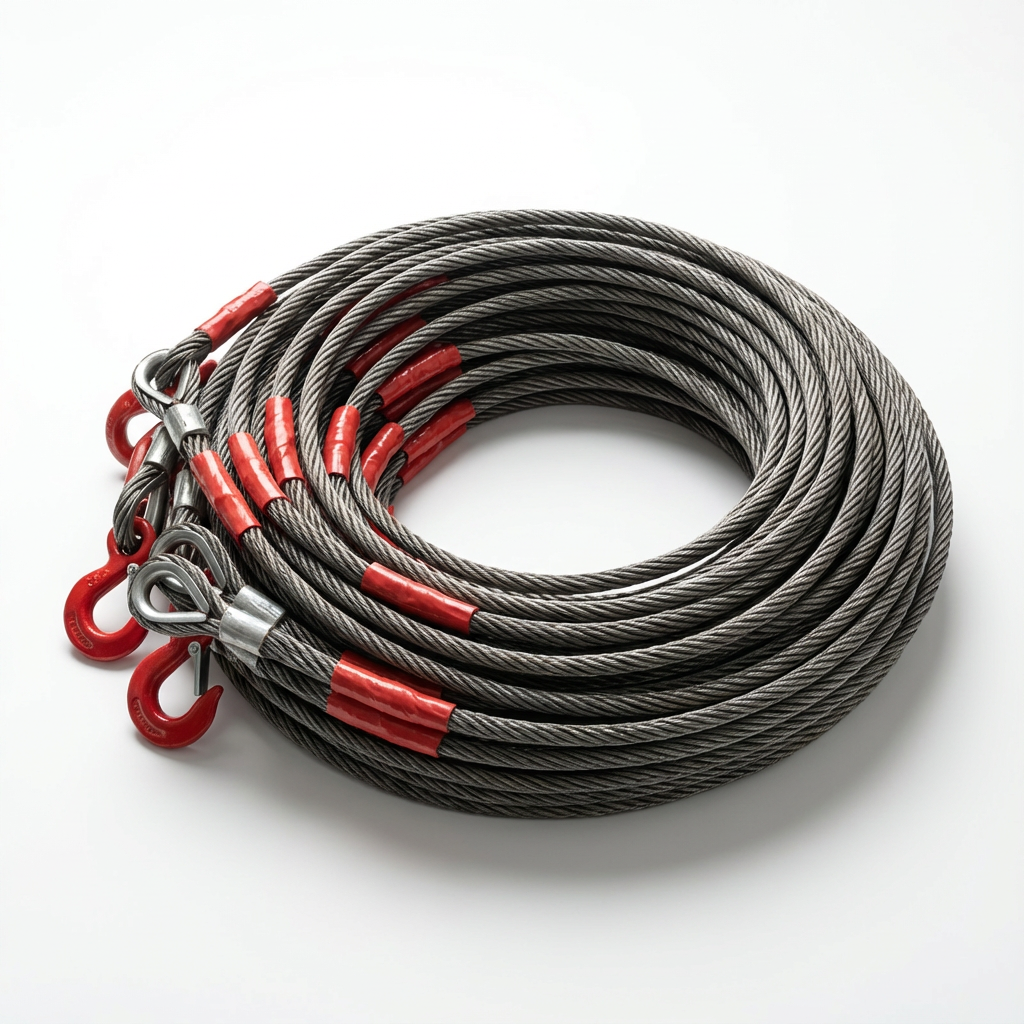 Steel Wire Rope Sling Set with Hooks – 6x19 Construction, Galvanized