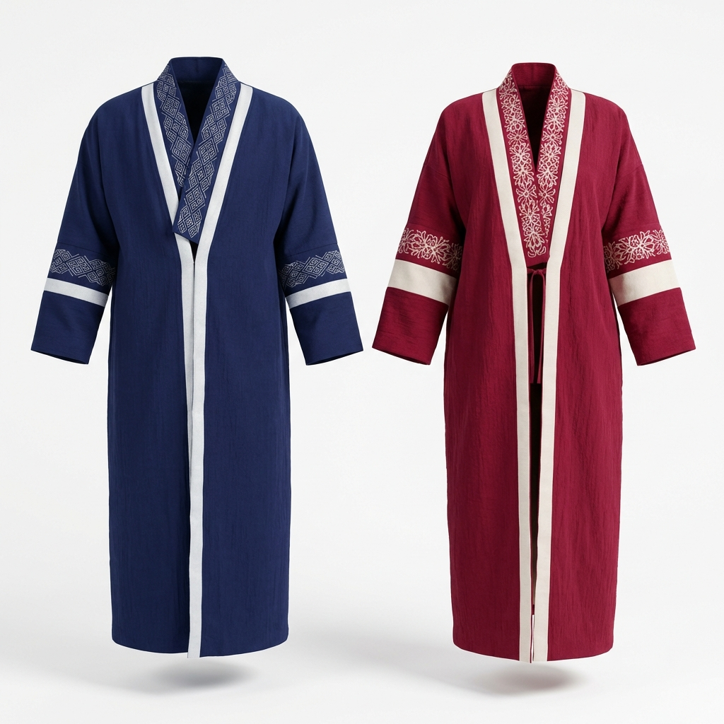 Унисекс Вышитый Льняной Шапан