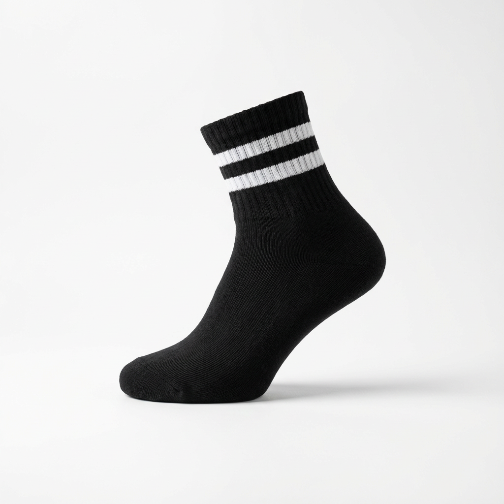 Классические полосатые носки до щиколотки – черные с белыми полосками, спортивные повседневные