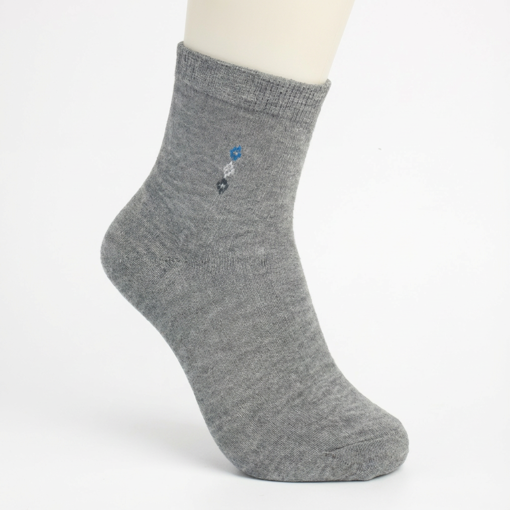 Серые носки до щиколотки – Нежный синий алмазный логотип, Комфорт на каждый день