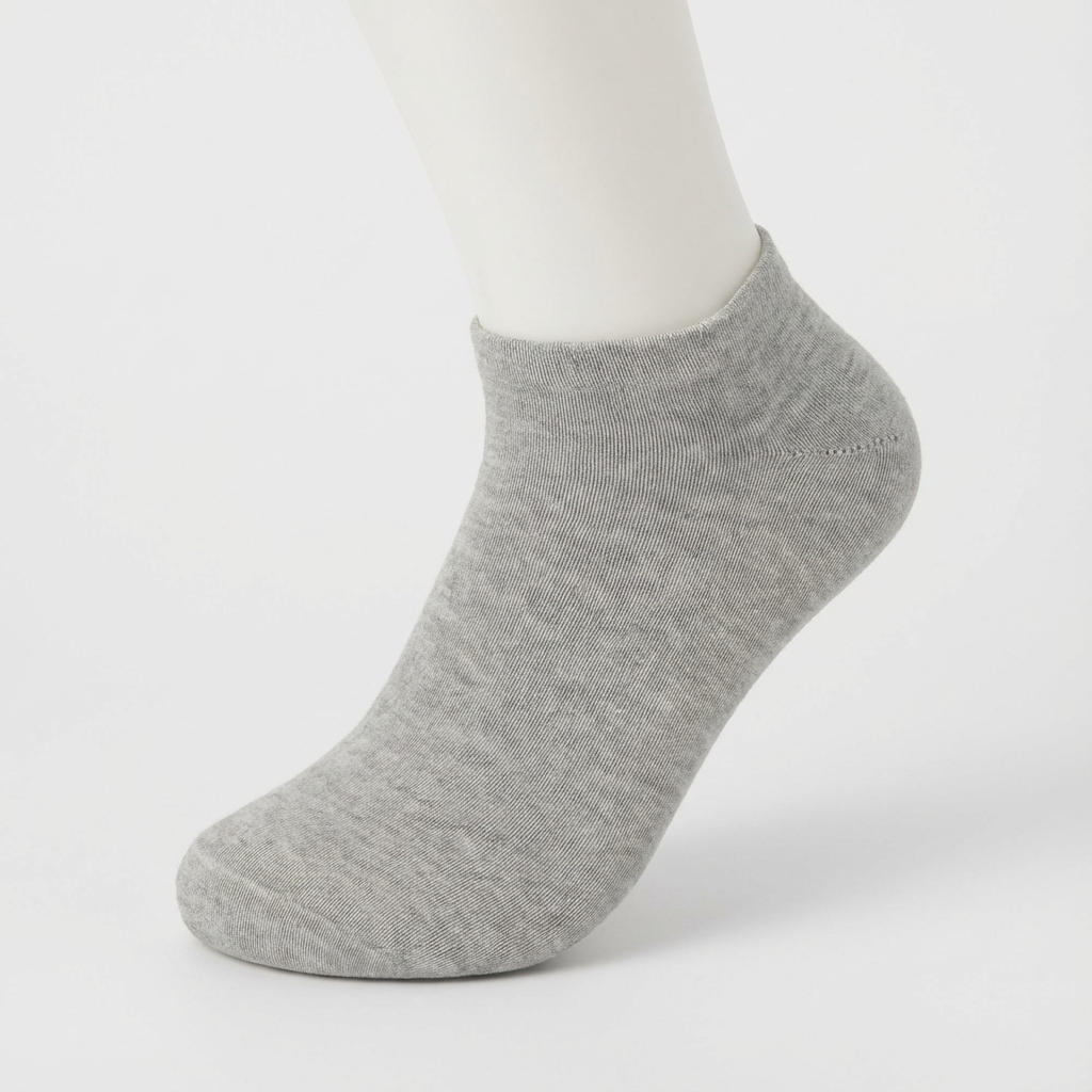 Серые невидимые носки-невидимки — низкий крой, повседневный комфорт, нейтральный меланж