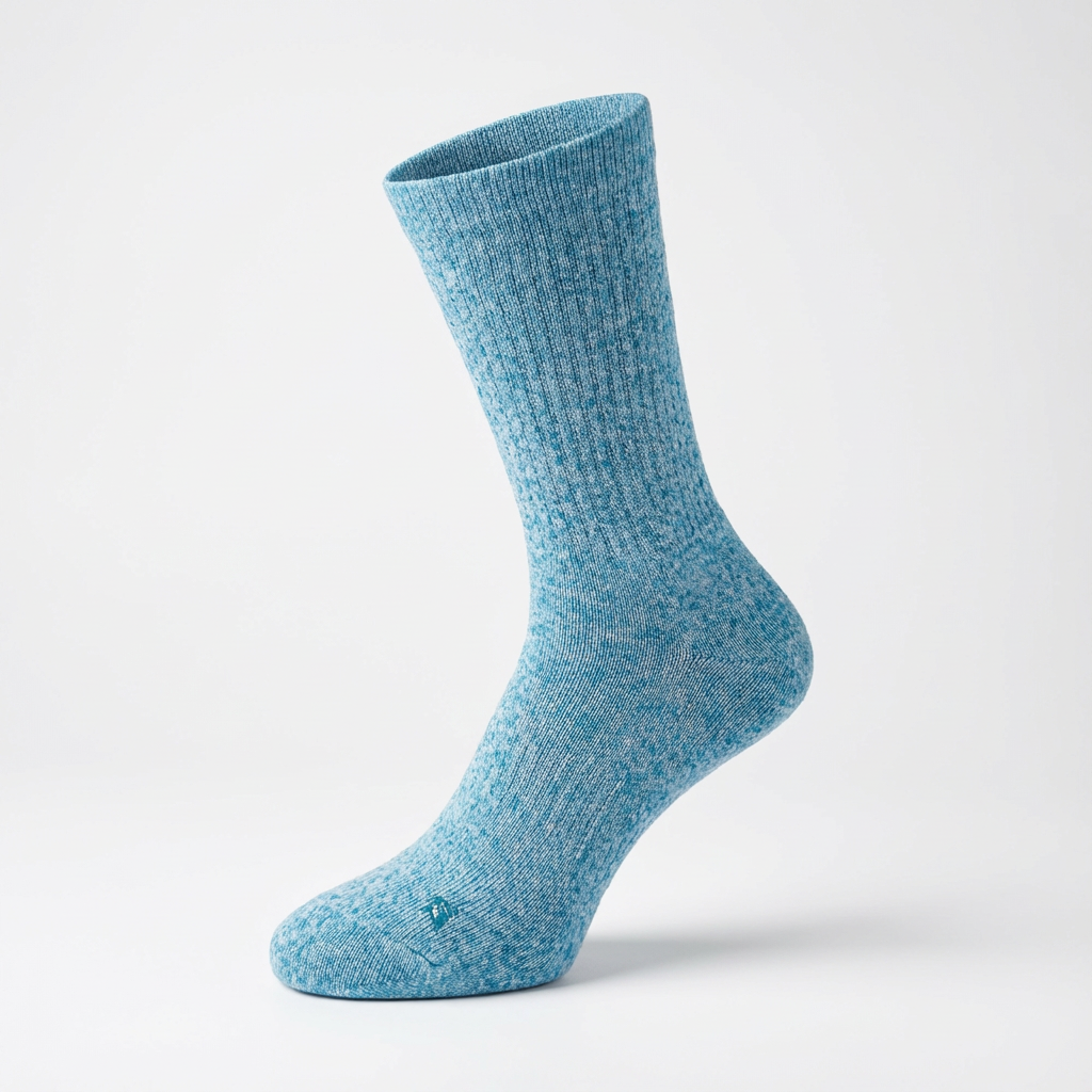 Heather Blue Crew Socks – Melange Comfort, Mid-Calf Everyday Athletic Socks