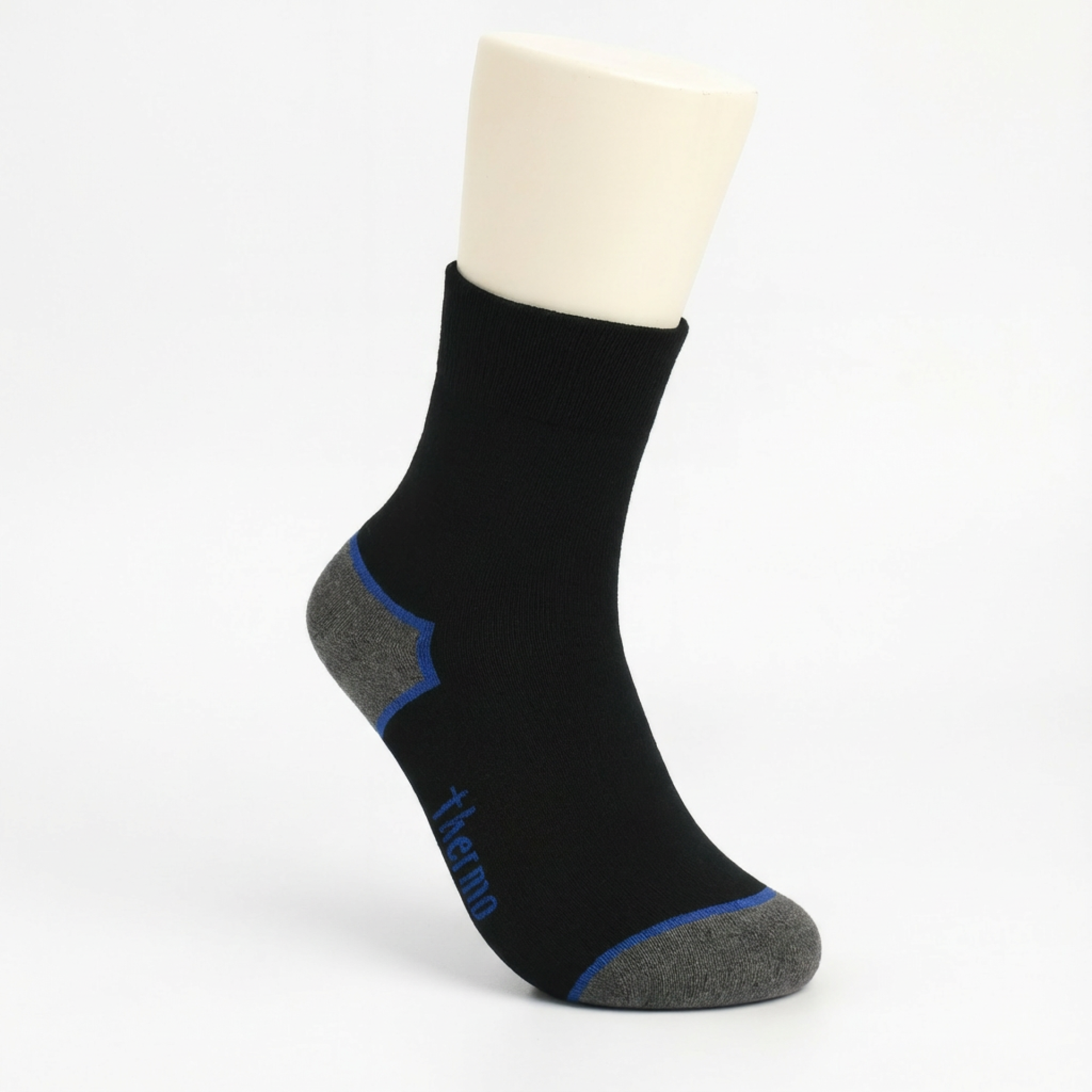 Thermo Беговые Носки – Длиной до Щиколотки, Черные с Синими и Серыми Акцентами